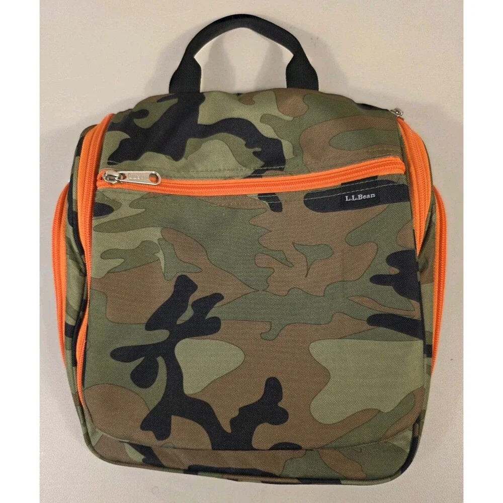 LL Bean Messenger Commuter Bag Camo Orange  Padded Organizer Missing Strap